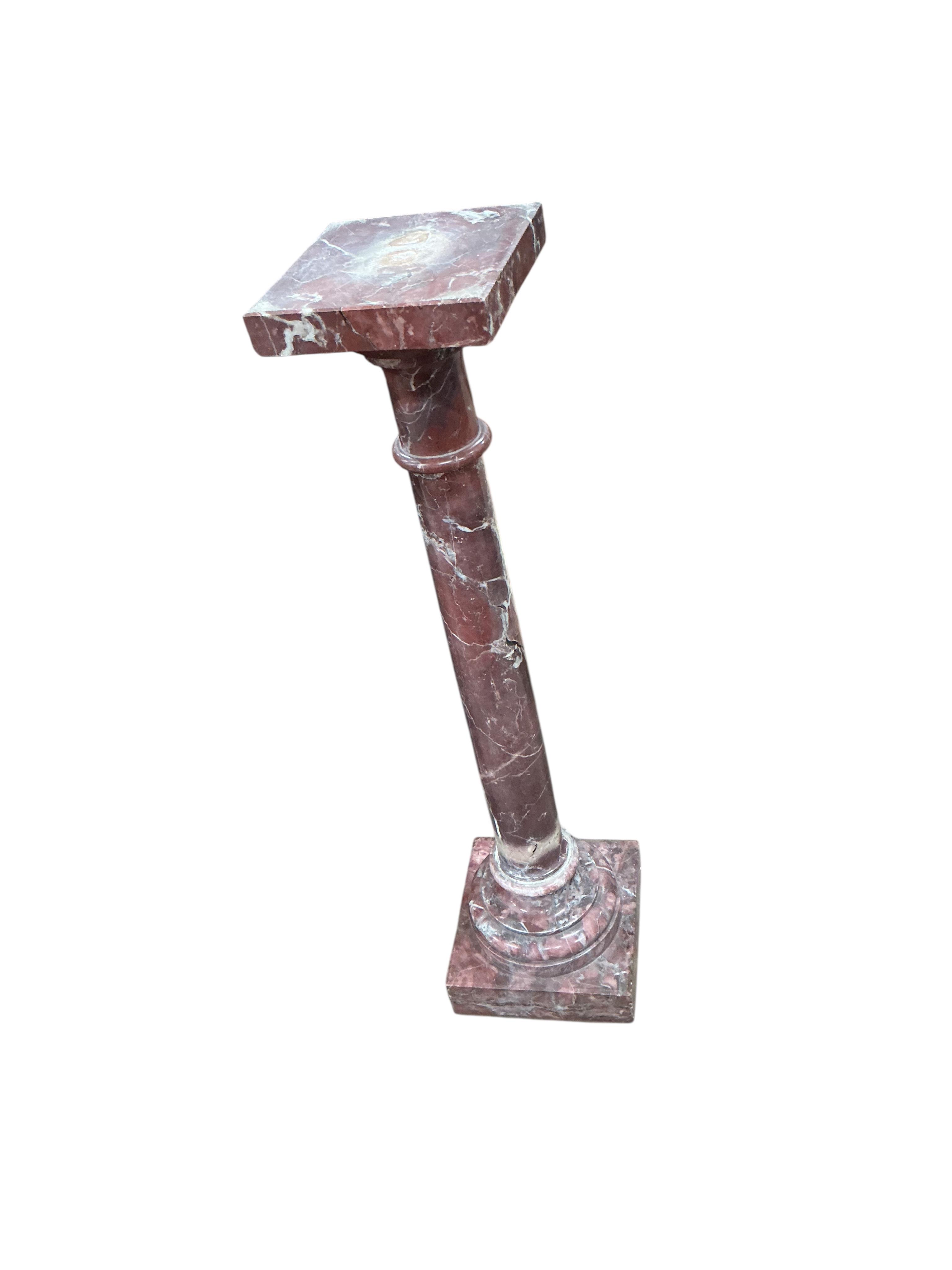 A Victorian rouge marble pedestal, height 114cm